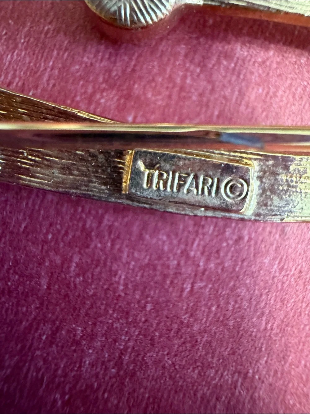 Trifari Gold-Tone Double Spike Brooch with Clear Crystals